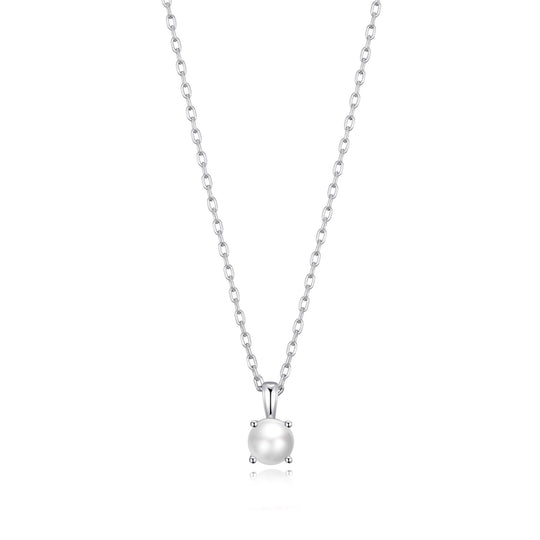 Sterling Silver Pearl Necklace Created with Gemstones from Zircondia® - Philip Jones Jewellery