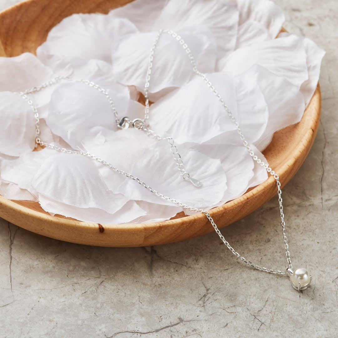 Sterling Silver Pearl Necklace Created with Gemstones from Zircondia® - Philip Jones Jewellery