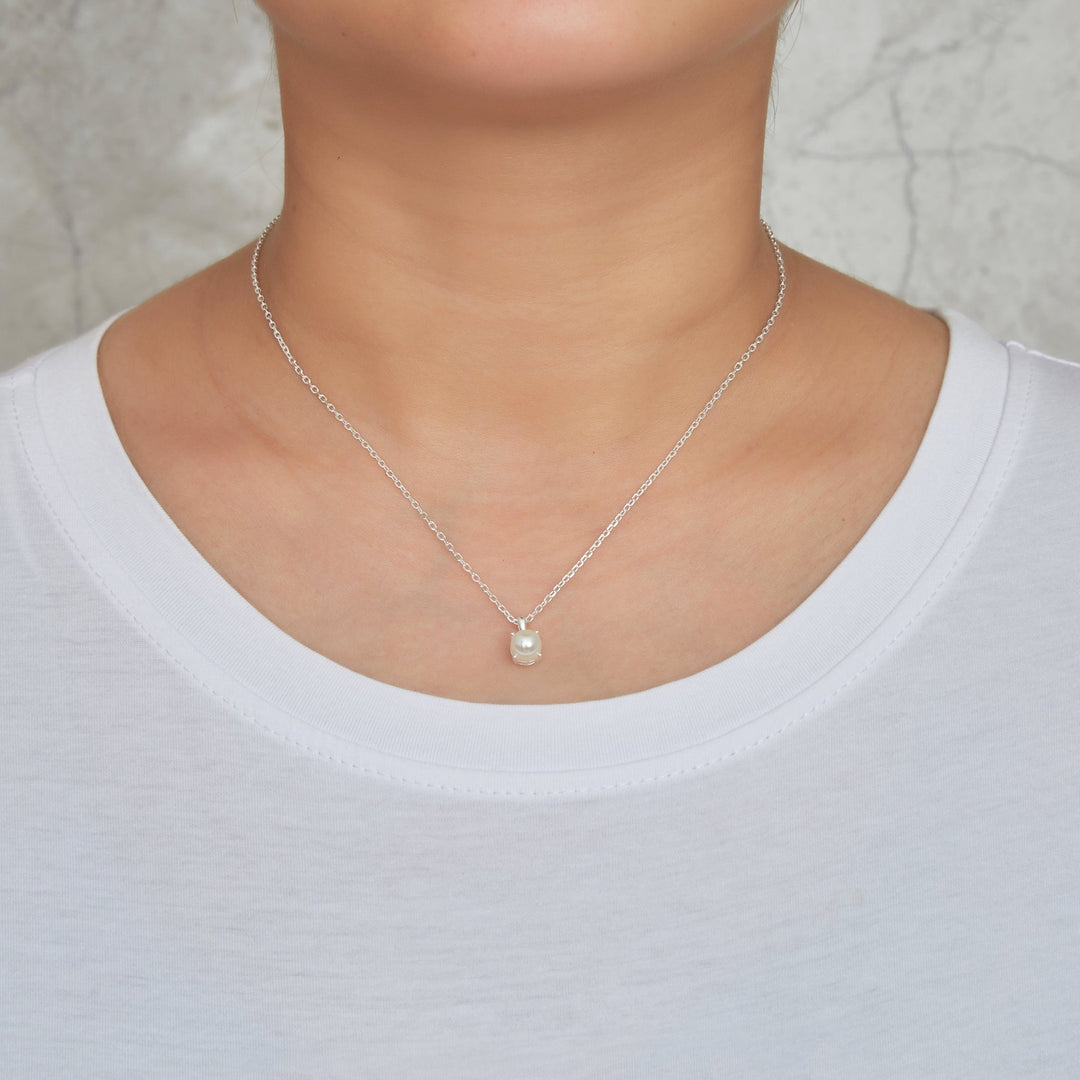 Sterling Silver Pearl Necklace Created with Gemstones from Zircondia® - Philip Jones Jewellery