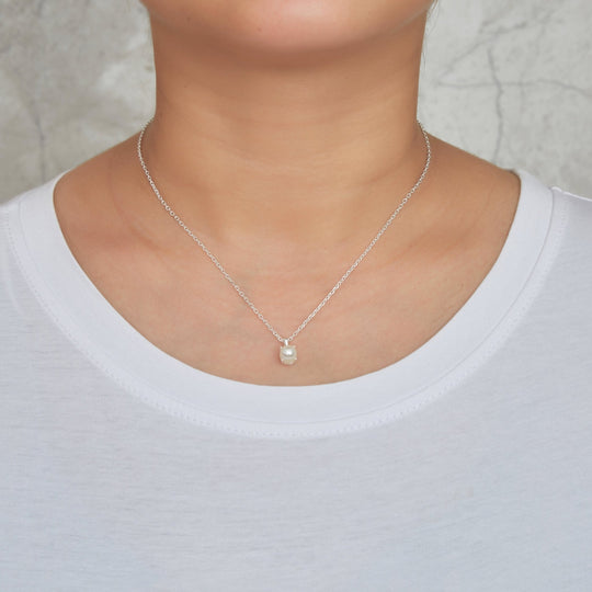 Sterling Silver Pearl Necklace Created with Gemstones from Zircondia® - Philip Jones Jewellery