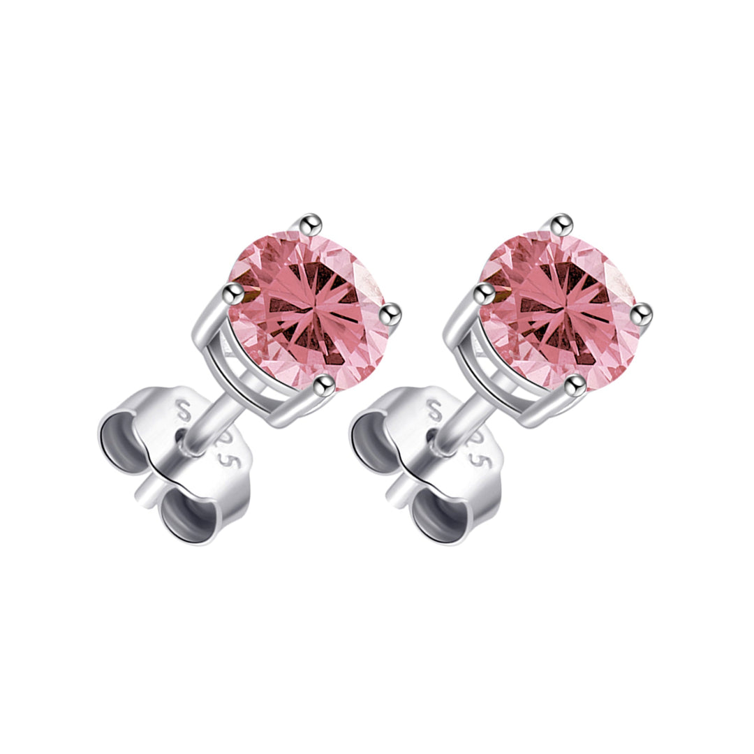Sterling Silver Pink Earrings Created with Zircondia® Crystals - Philip Jones Jewellery