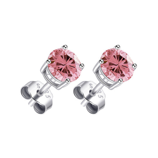 Sterling Silver Pink Earrings Created with Zircondia® Crystals - Philip Jones Jewellery