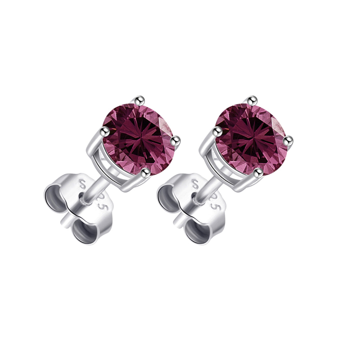 Sterling Silver Purple Earrings Created with Zircondia® Crystals - Philip Jones Jewellery