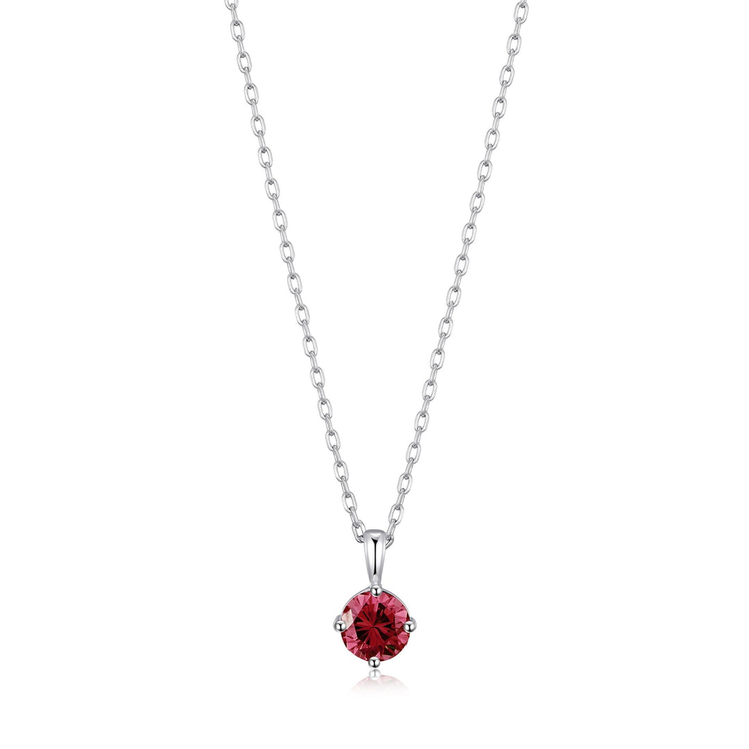 Sterling Silver Red Necklace Created with Zircondia® Crystals - Philip Jones Jewellery