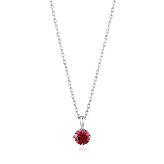 Sterling Silver Red Necklace Created with Zircondia® Crystals - Philip Jones Jewellery