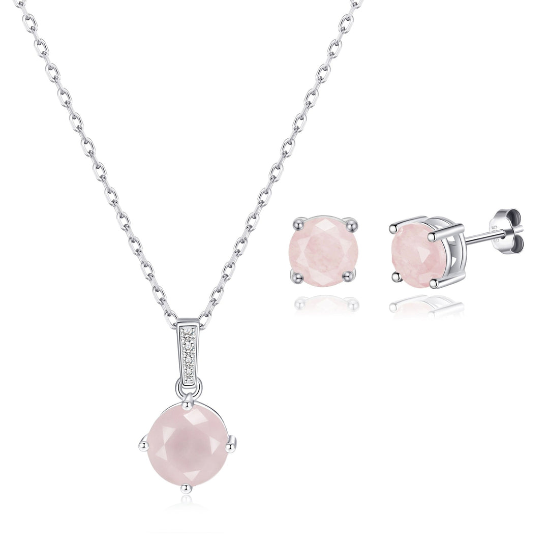 Sterling Silver Rose Quartz Gemstone Set - Philip Jones Jewellery