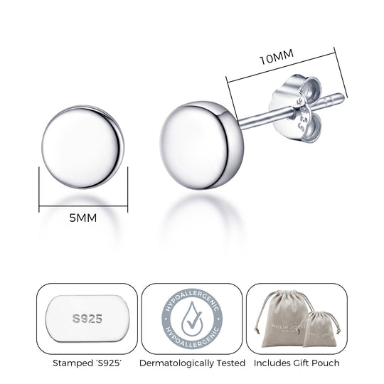 Sterling Silver Round Earrings - Philip Jones Jewellery