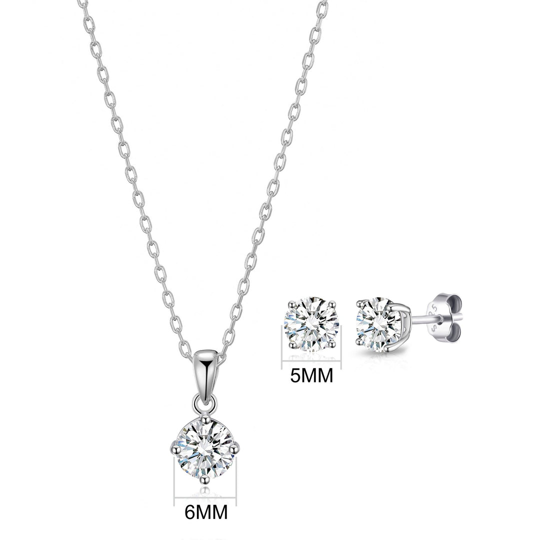 Sterling Silver Round Solitaire Set Created with Zircondia® Crystals - Philip Jones Jewellery