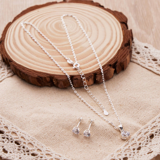 Sterling Silver Round Solitaire Set Created with Zircondia® Crystals - Philip Jones Jewellery