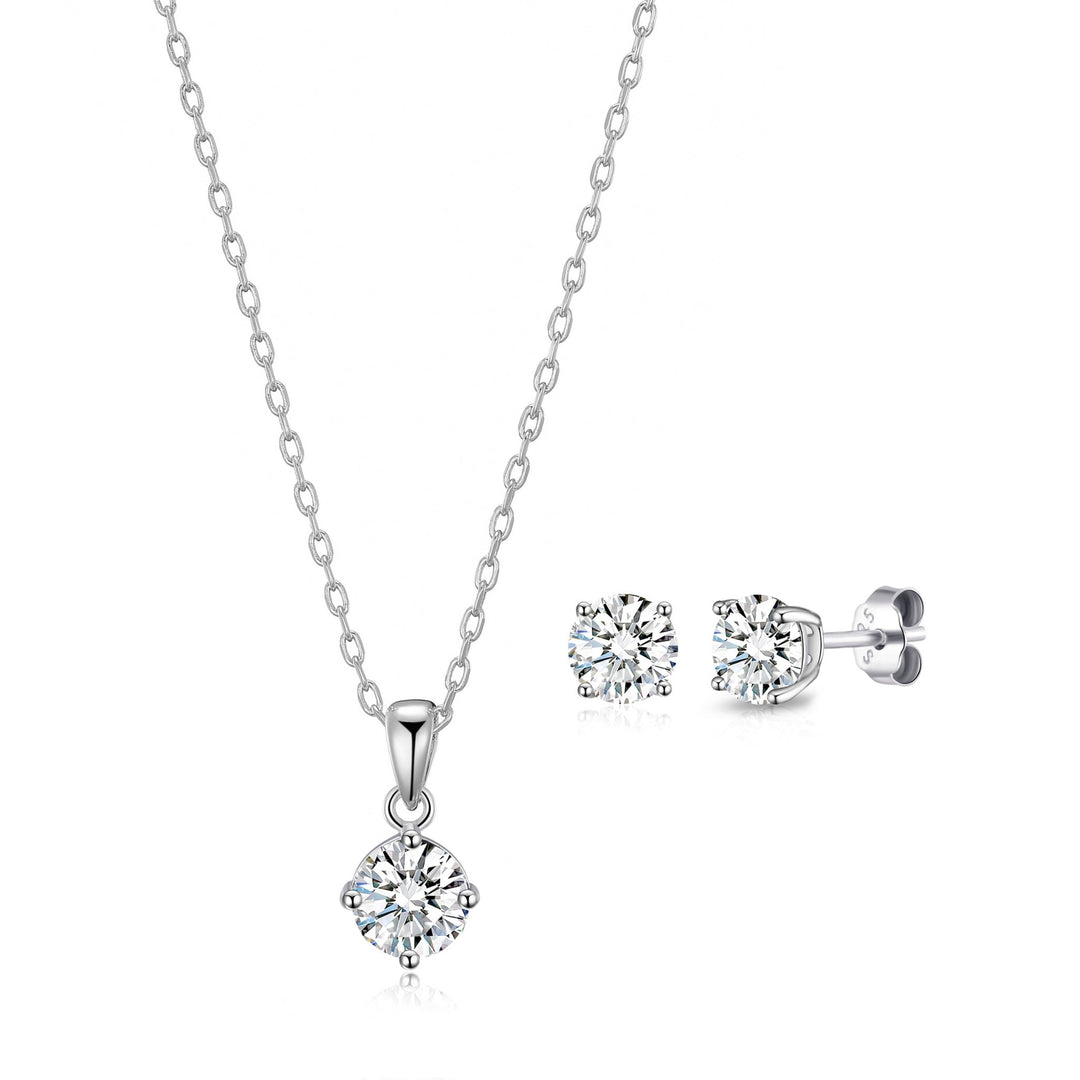 Sterling Silver Round Solitaire Set Created with Zircondia® Crystals - Philip Jones Jewellery