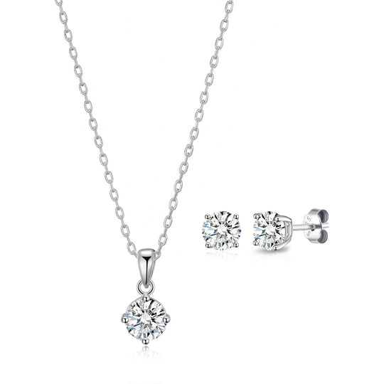 Sterling Silver Round Solitaire Set Created with Zircondia® Crystals - Philip Jones Jewellery