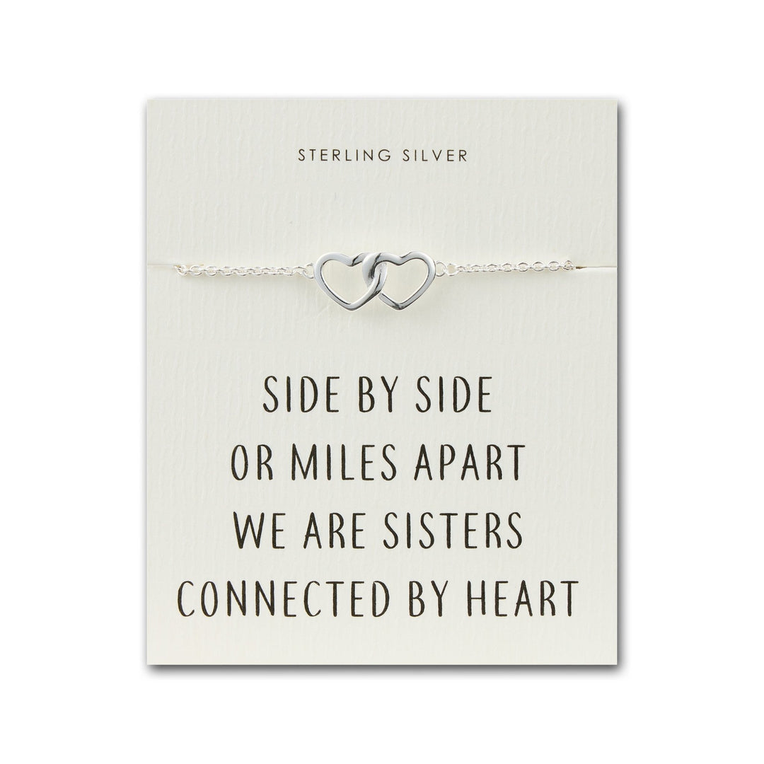 Sterling Silver Sister Heart Link Bracelet with Quote Card - Philip Jones Jewellery