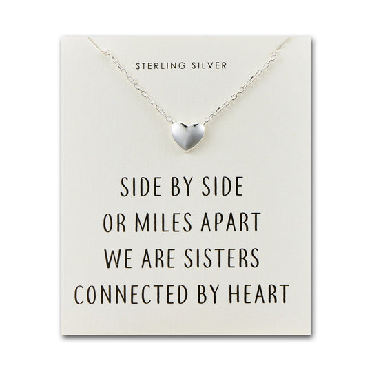 Sterling Silver Sister Heart Necklace with Quote Card - Philip Jones Jewellery