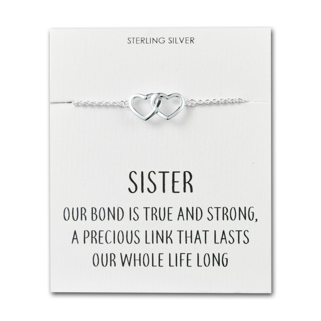 Sterling Silver Sister Quote Heart Link Bracelet - Philip Jones Jewellery