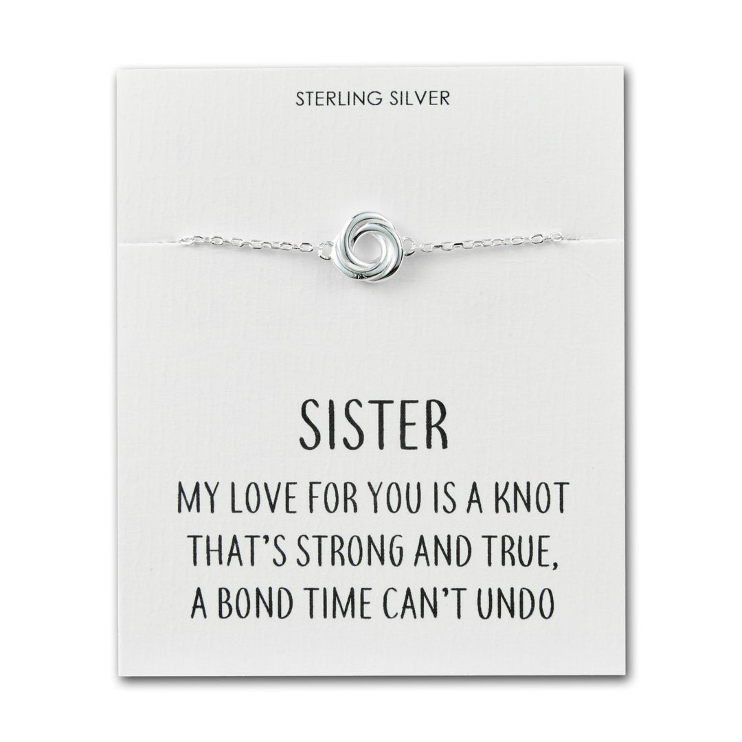 Sterling Silver Sister Quote Knot Bracelet - Philip Jones Jewellery
