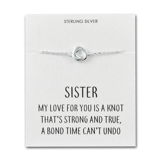 Sterling Silver Sister Quote Knot Bracelet - Philip Jones Jewellery