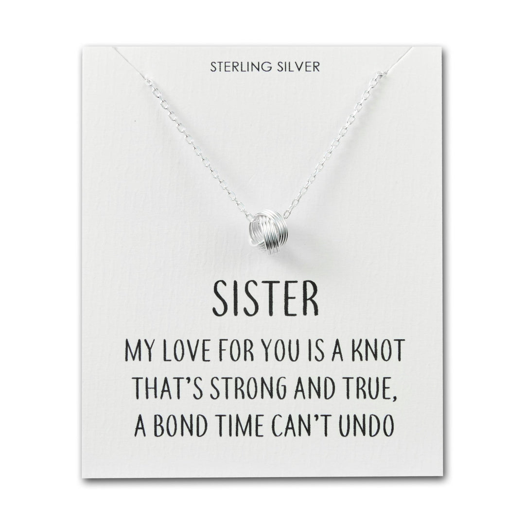 Sterling Silver Sister Quote Knot Necklace - Philip Jones Jewellery