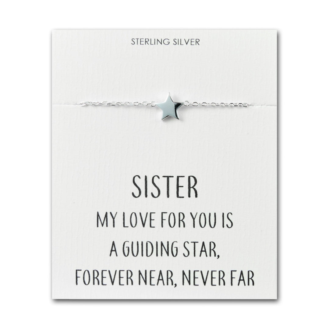 Sterling Silver Sister Quote Star Bracelet - Philip Jones Jewellery