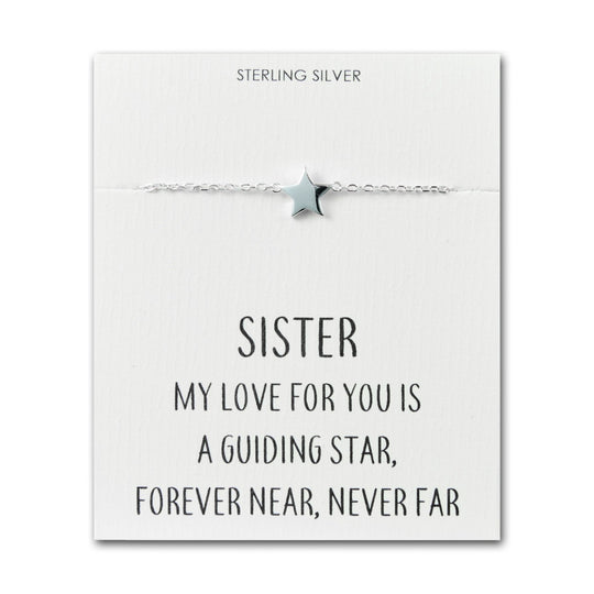 Sterling Silver Sister Quote Star Bracelet - Philip Jones Jewellery