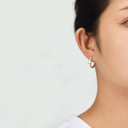 Sterling Silver Solitaire Hoop Earrings Created with Zircondia® Crystals - Philip Jones Jewellery