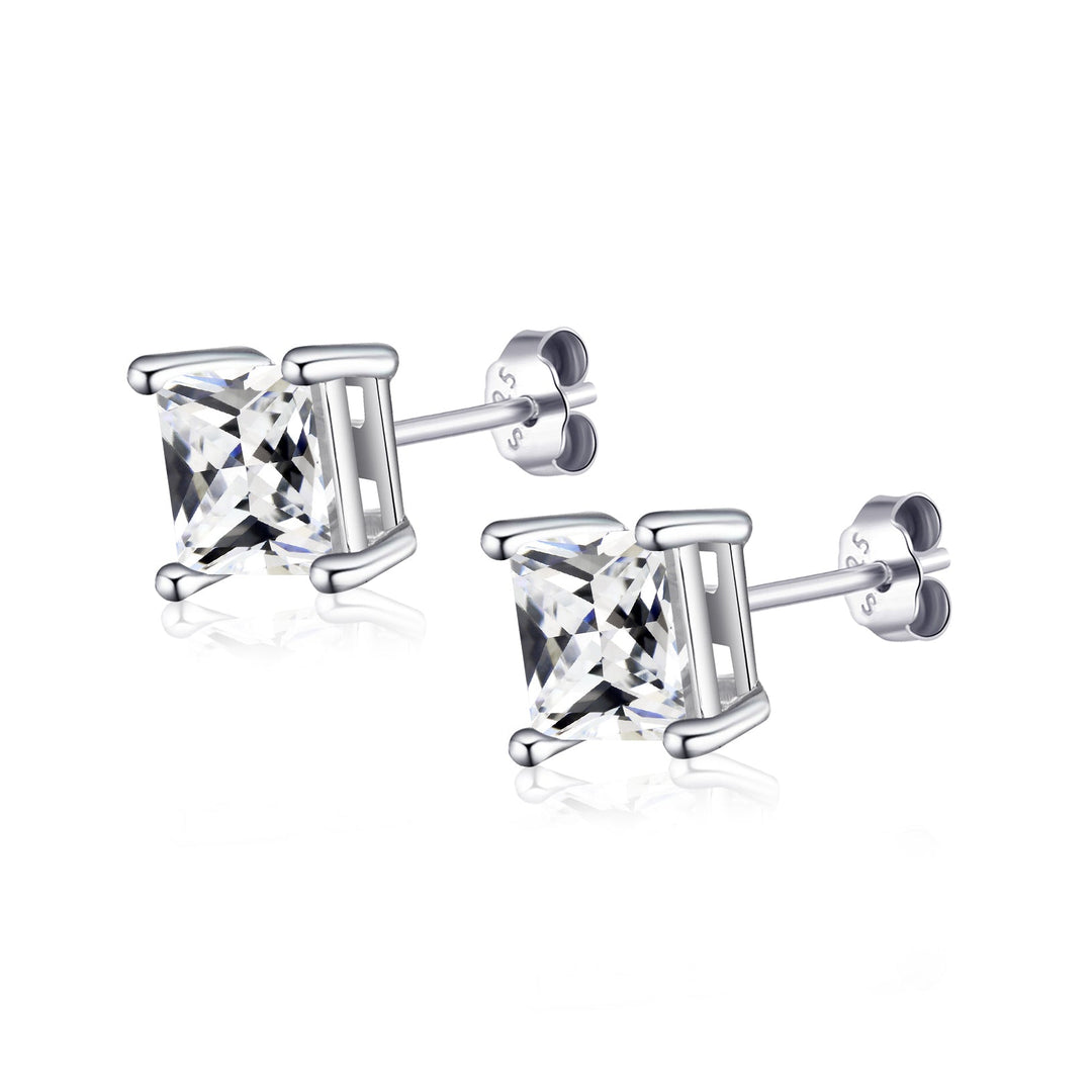 Sterling Silver Square Earrings Created with Zircondia® Crystals - Philip Jones Jewellery