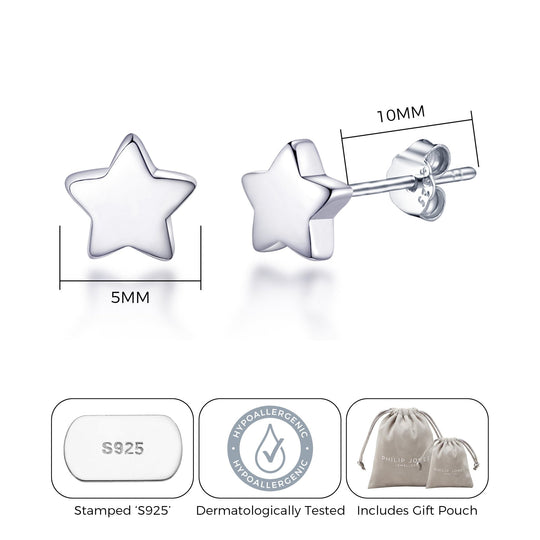 Sterling Silver Star Earrings - Philip Jones Jewellery