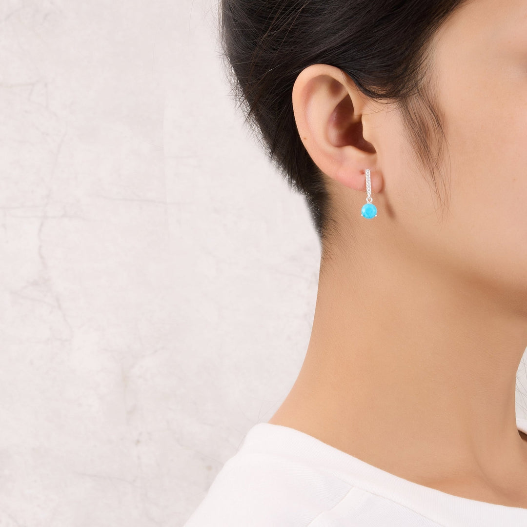 Sterling Silver Synthetic Turquoise Gemstone Drop Earrings - Philip Jones Jewellery