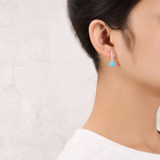 Sterling Silver Synthetic Turquoise Gemstone Drop Earrings - Philip Jones Jewellery