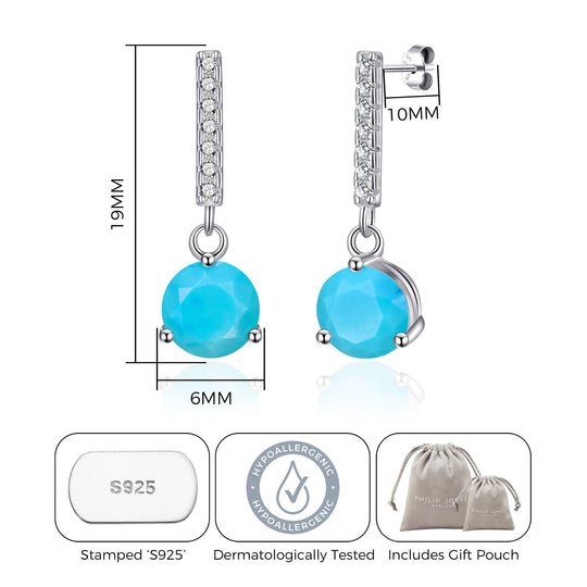 Sterling Silver Synthetic Turquoise Gemstone Drop Earrings - Philip Jones Jewellery