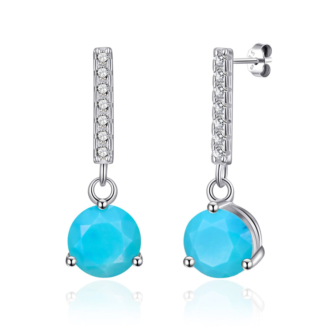 Sterling Silver Synthetic Turquoise Gemstone Drop Earrings - Philip Jones Jewellery