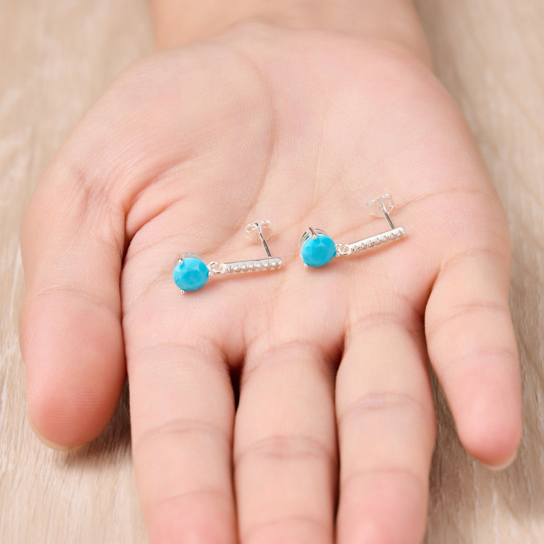 Sterling Silver Synthetic Turquoise Gemstone Drop Earrings - Philip Jones Jewellery