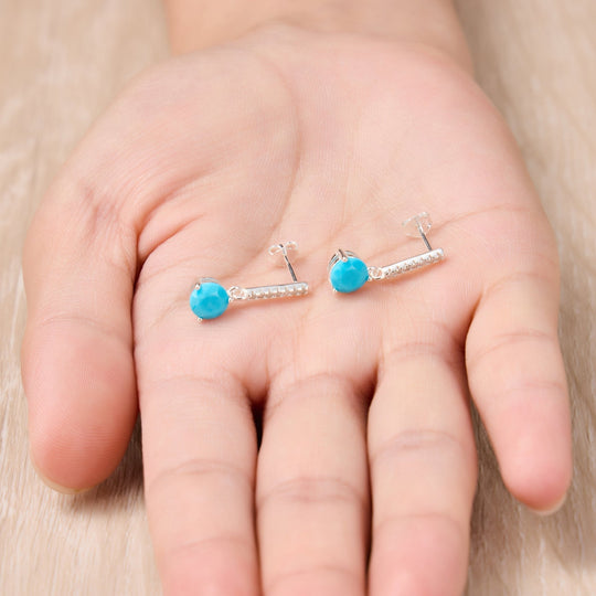 Sterling Silver Synthetic Turquoise Gemstone Drop Earrings - Philip Jones Jewellery