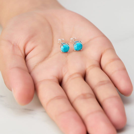 Sterling Silver Synthetic Turquoise Gemstone Earrings with Quote Card - Philip Jones Jewellery