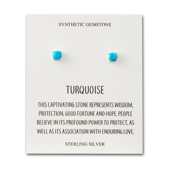 Sterling Silver Synthetic Turquoise Gemstone Earrings with Quote Card - Philip Jones Jewellery