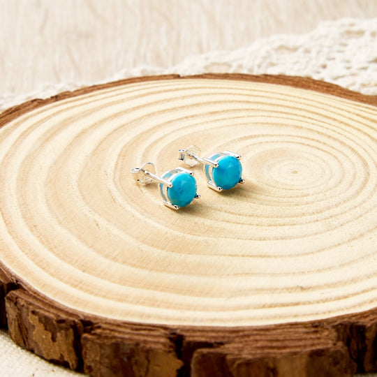 Sterling Silver Synthetic Turquoise Gemstone Earrings with Quote Card - Philip Jones Jewellery