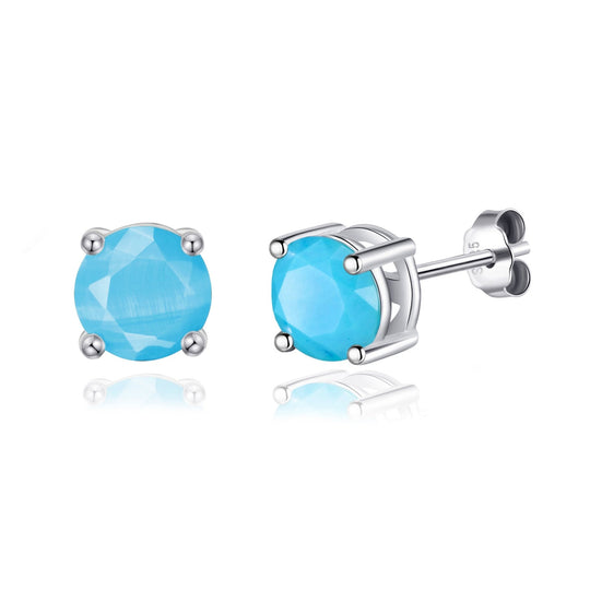 Sterling Silver Synthetic Turquoise Gemstone Earrings with Quote Card - Philip Jones Jewellery