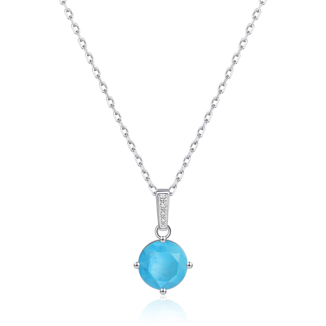 Sterling Silver Synthetic Turquoise Gemstone Necklace - Philip Jones Jewellery
