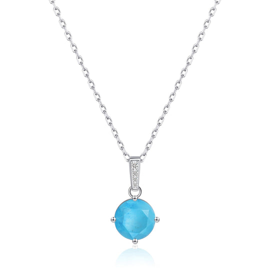 Sterling Silver Synthetic Turquoise Gemstone Necklace - Philip Jones Jewellery