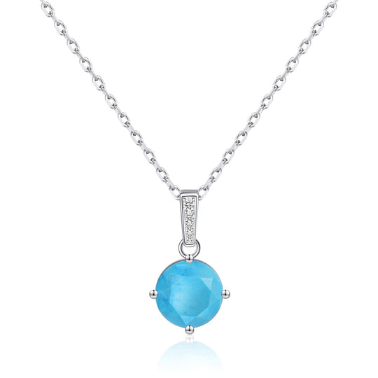 Sterling Silver Synthetic Turquoise Gemstone Necklace - Philip Jones Jewellery