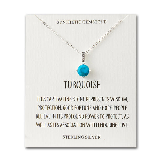 Sterling Silver Synthetic Turquoise Gemstone Necklace with Quote Card - Philip Jones Jewellery