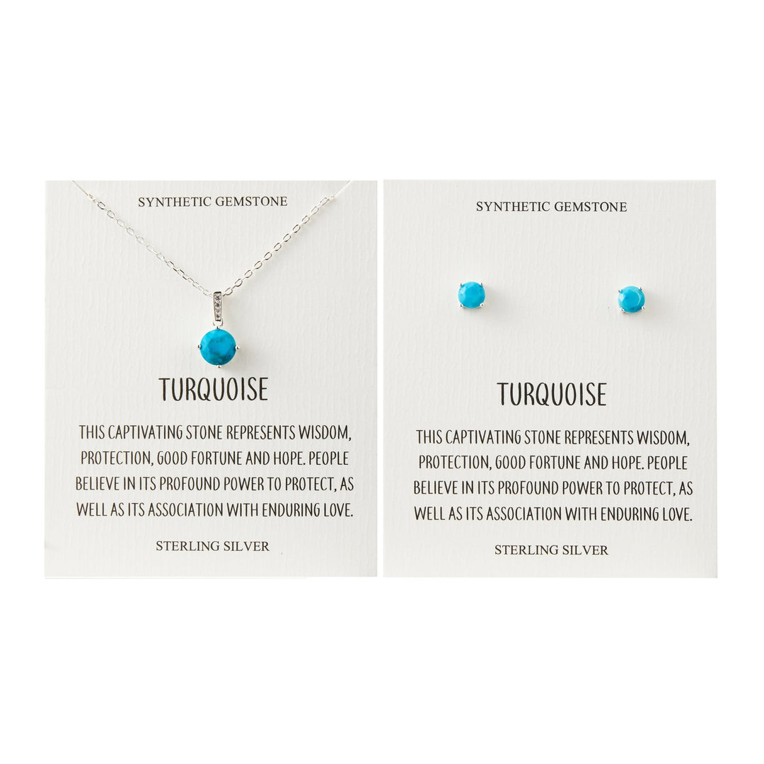 Sterling Silver Synthetic Turquoise Gemstone Set with Quote Card - Philip Jones Jewellery