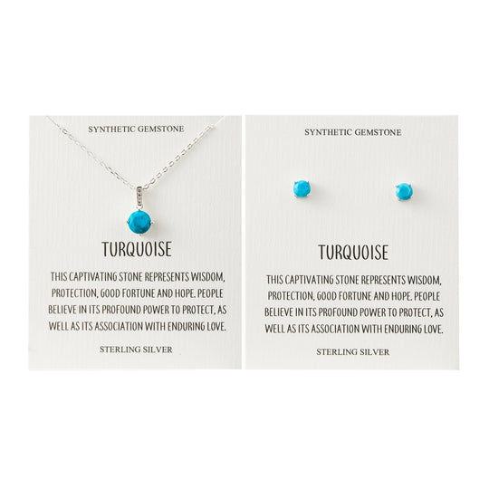 Sterling Silver Synthetic Turquoise Gemstone Set with Quote Card - Philip Jones Jewellery