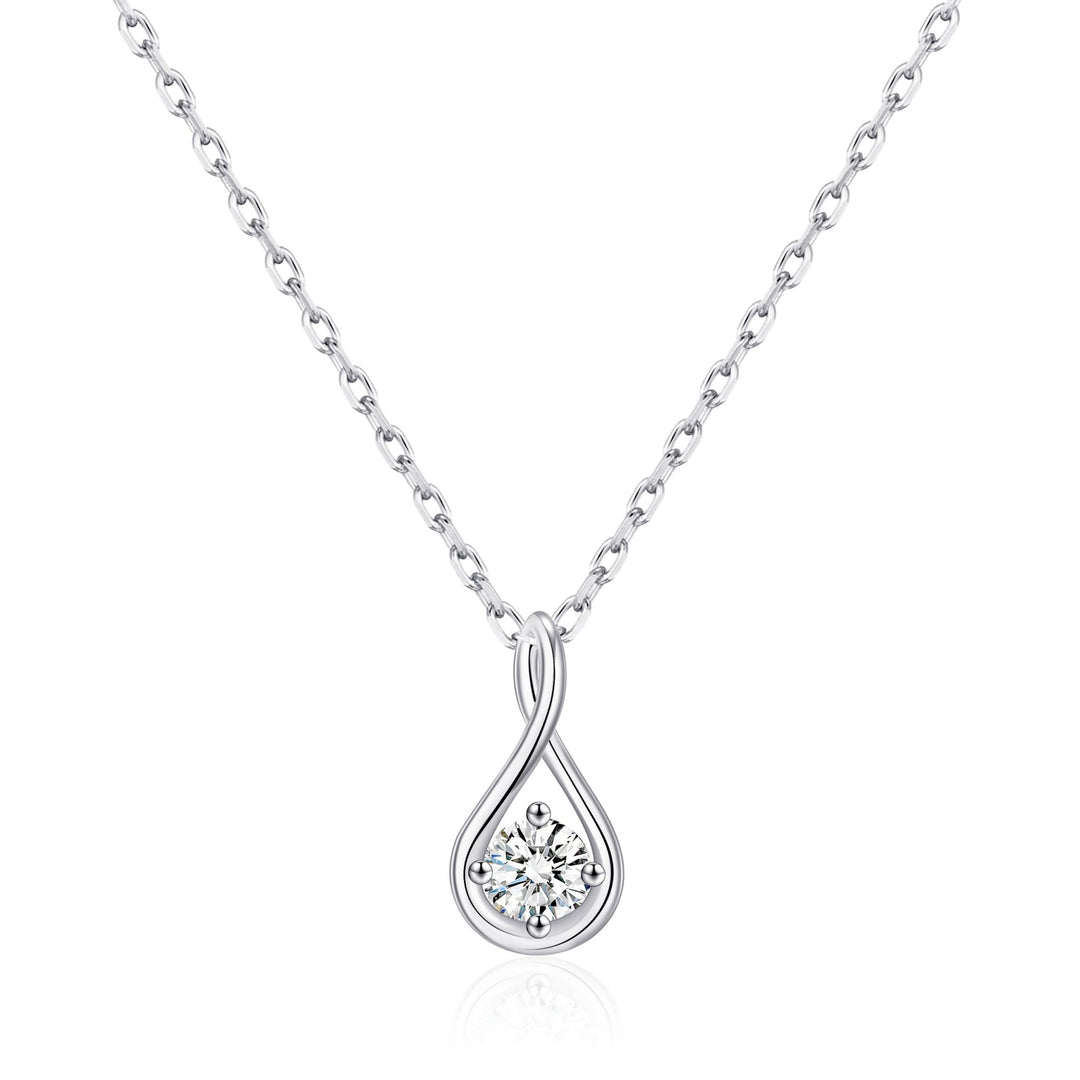 Sterling Silver Teardrop Twist Necklace Created with Zircondia® Crystals - Philip Jones Jewellery
