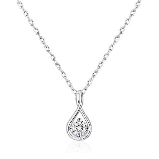 Sterling Silver Teardrop Twist Necklace Created with Zircondia® Crystals - Philip Jones Jewellery