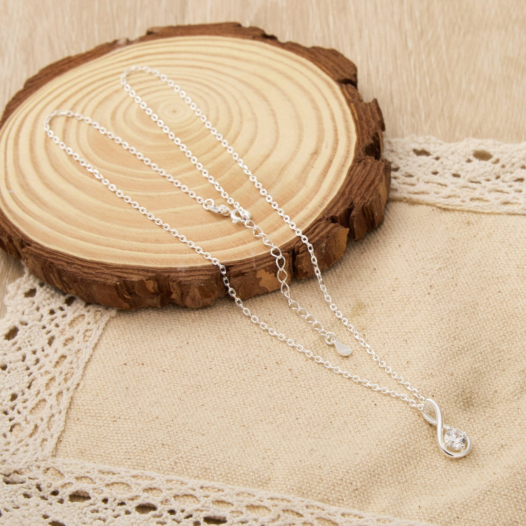 Sterling Silver Teardrop Twist Necklace Created with Zircondia® Crystals - Philip Jones Jewellery