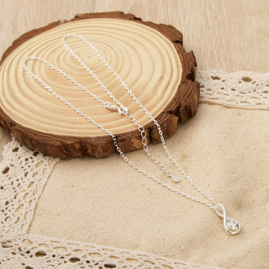 Sterling Silver Teardrop Twist Necklace Created with Zircondia® Crystals - Philip Jones Jewellery