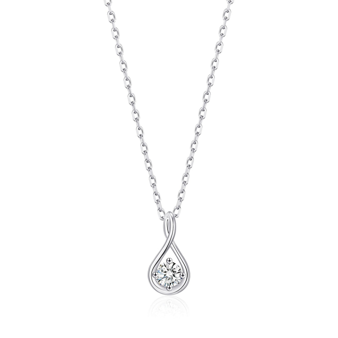 Sterling Silver Teardrop Twist Necklace Created with Zircondia® Crystals - Philip Jones Jewellery