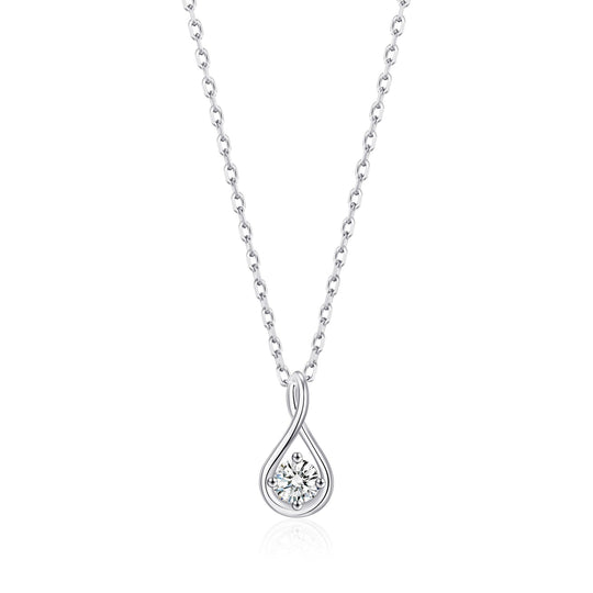 Sterling Silver Teardrop Twist Necklace Created with Zircondia® Crystals - Philip Jones Jewellery
