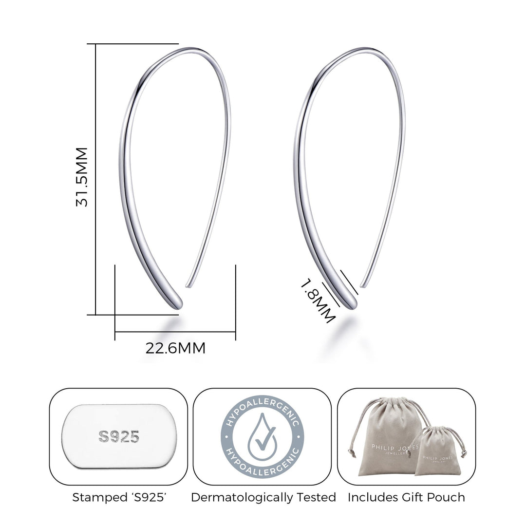 Sterling Silver Thread Earrings - Philip Jones Jewellery