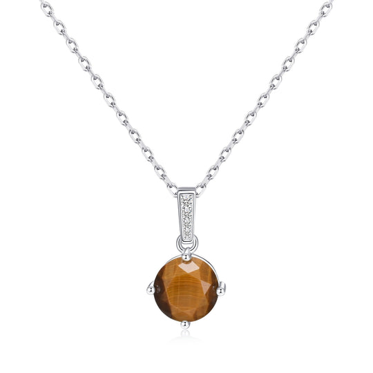 Sterling Silver Tigers Eye Gemstone Necklace - Philip Jones Jewellery